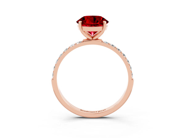 Rose gold Round Cut Diamond Pavé Band with Six-Prong Setting