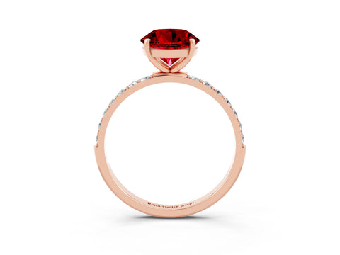 Rose gold Round Cut Diamond Pavé Band with Six-Prong Setting_3
