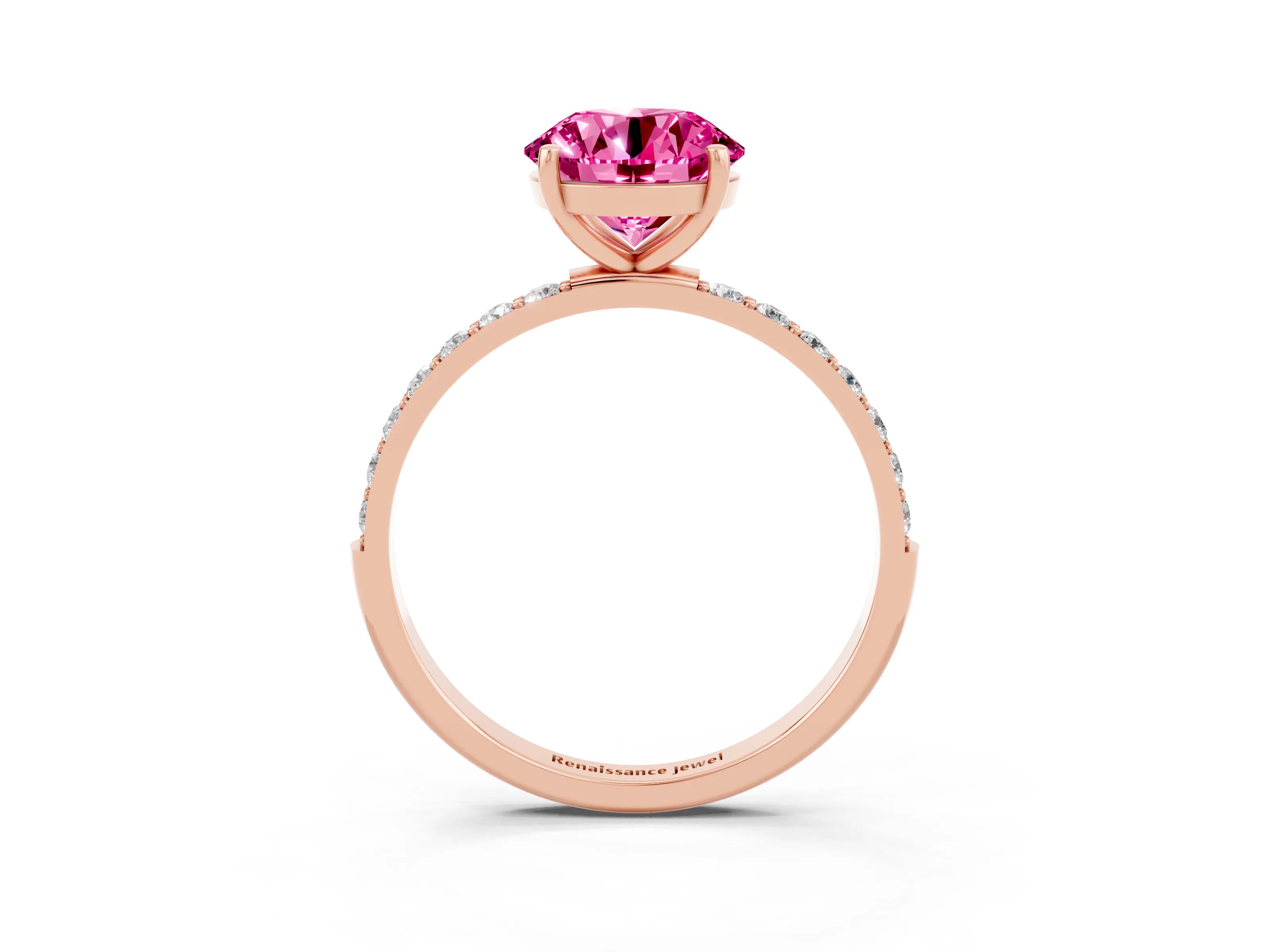 Rose gold Round Cut Diamond Pavé Band with Six-Prong Setting_3