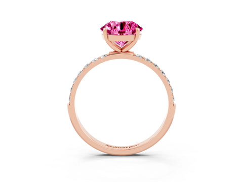 Rose gold Round Cut Diamond Pavé Band with Six-Prong Setting_3