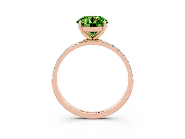 Rose gold Round Cut Diamond Pavé Band with Six-Prong Setting