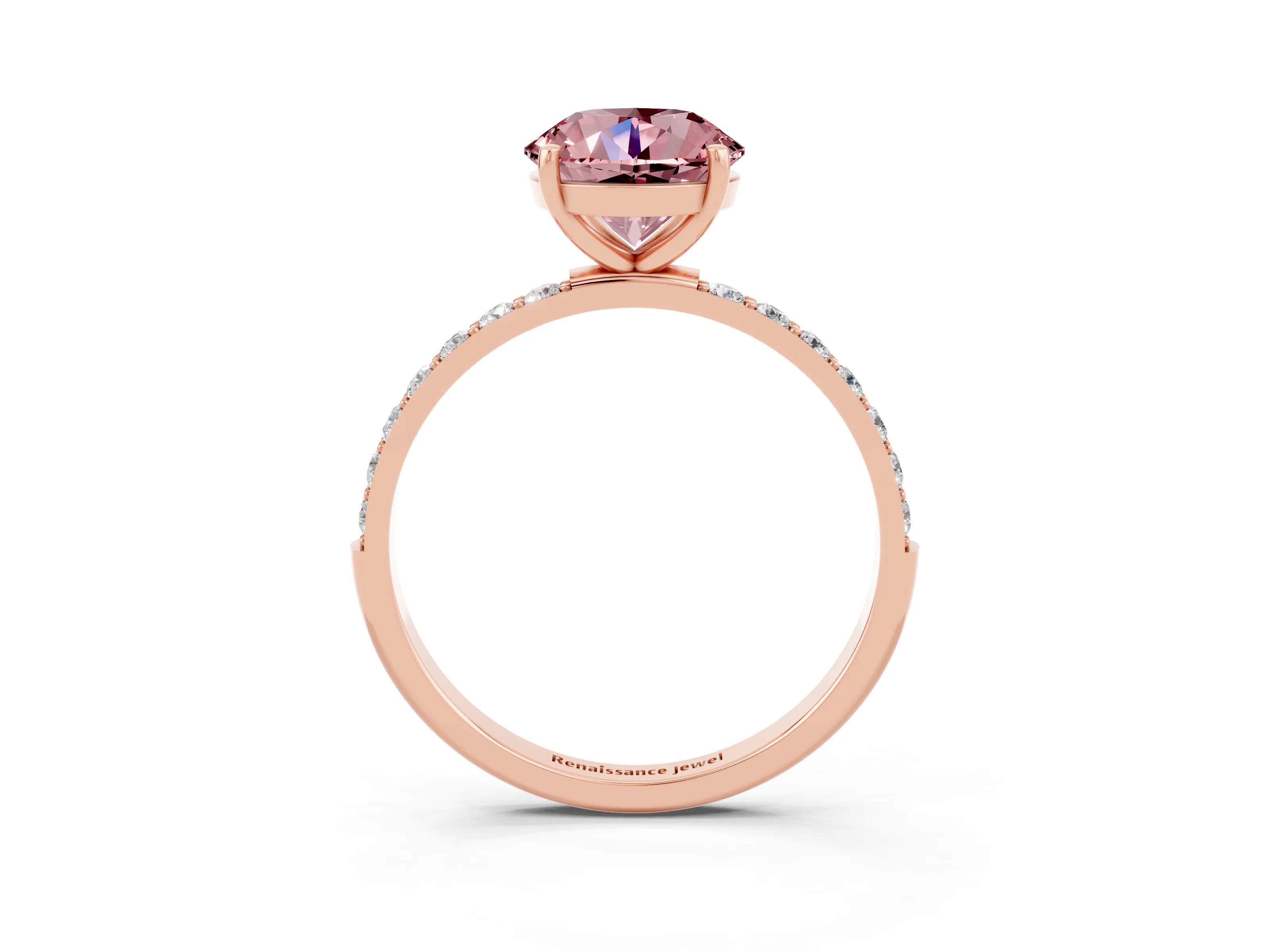 Rose gold Round Cut Diamond Pavé Band with Six-Prong Setting_3