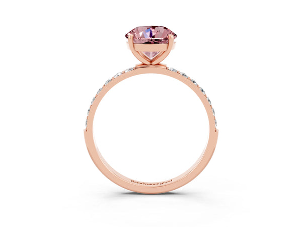 Rose gold Round Cut Diamond Pavé Band with Six-Prong Setting