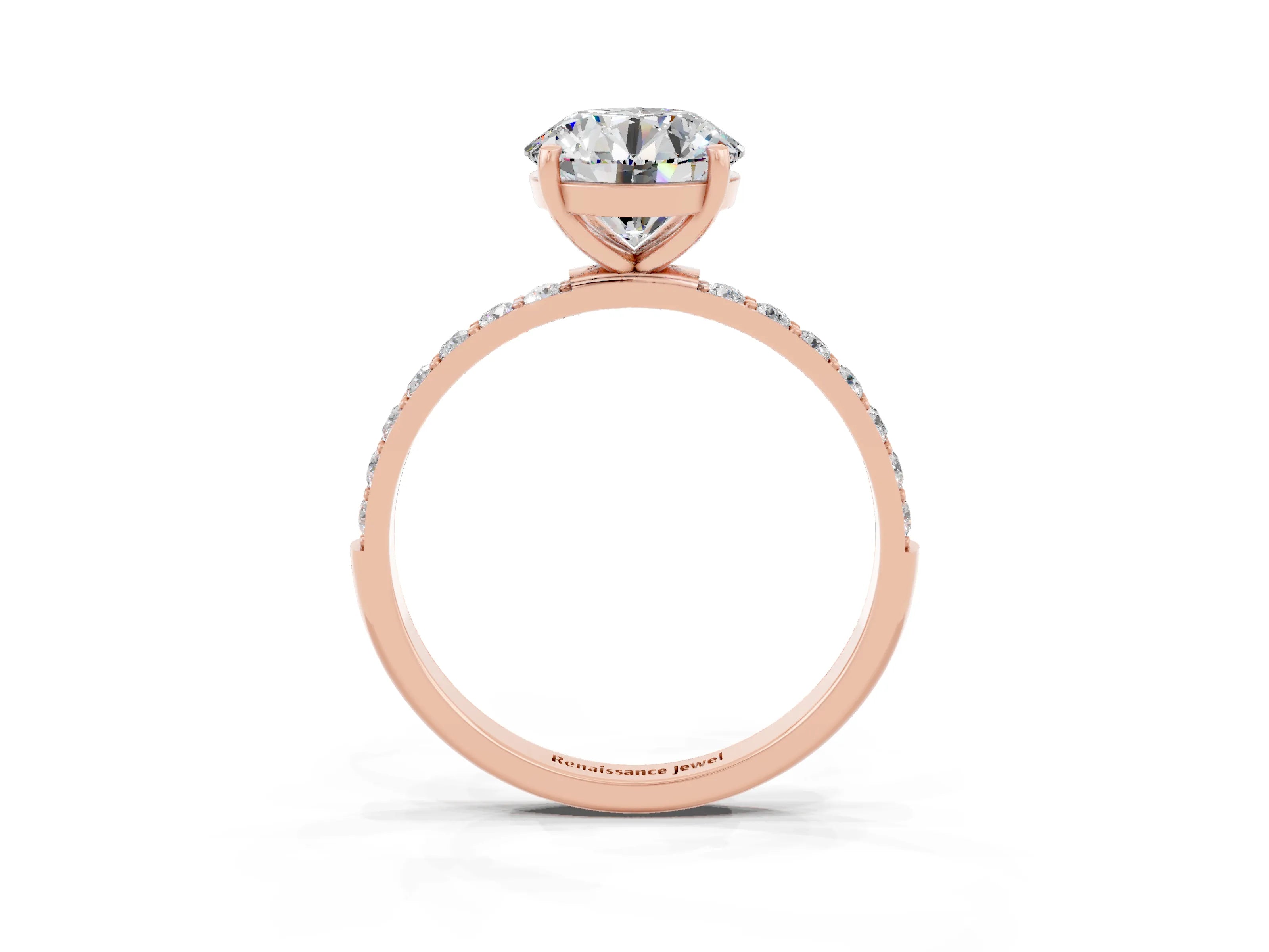 Rose gold Round Cut Diamond Pavé Band with Six-Prong Setting_3