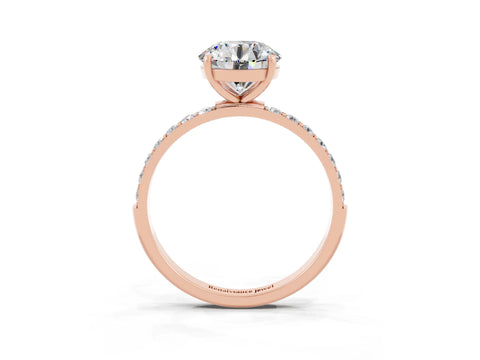Rose gold Round Cut Diamond Pavé Band with Six-Prong Setting_3