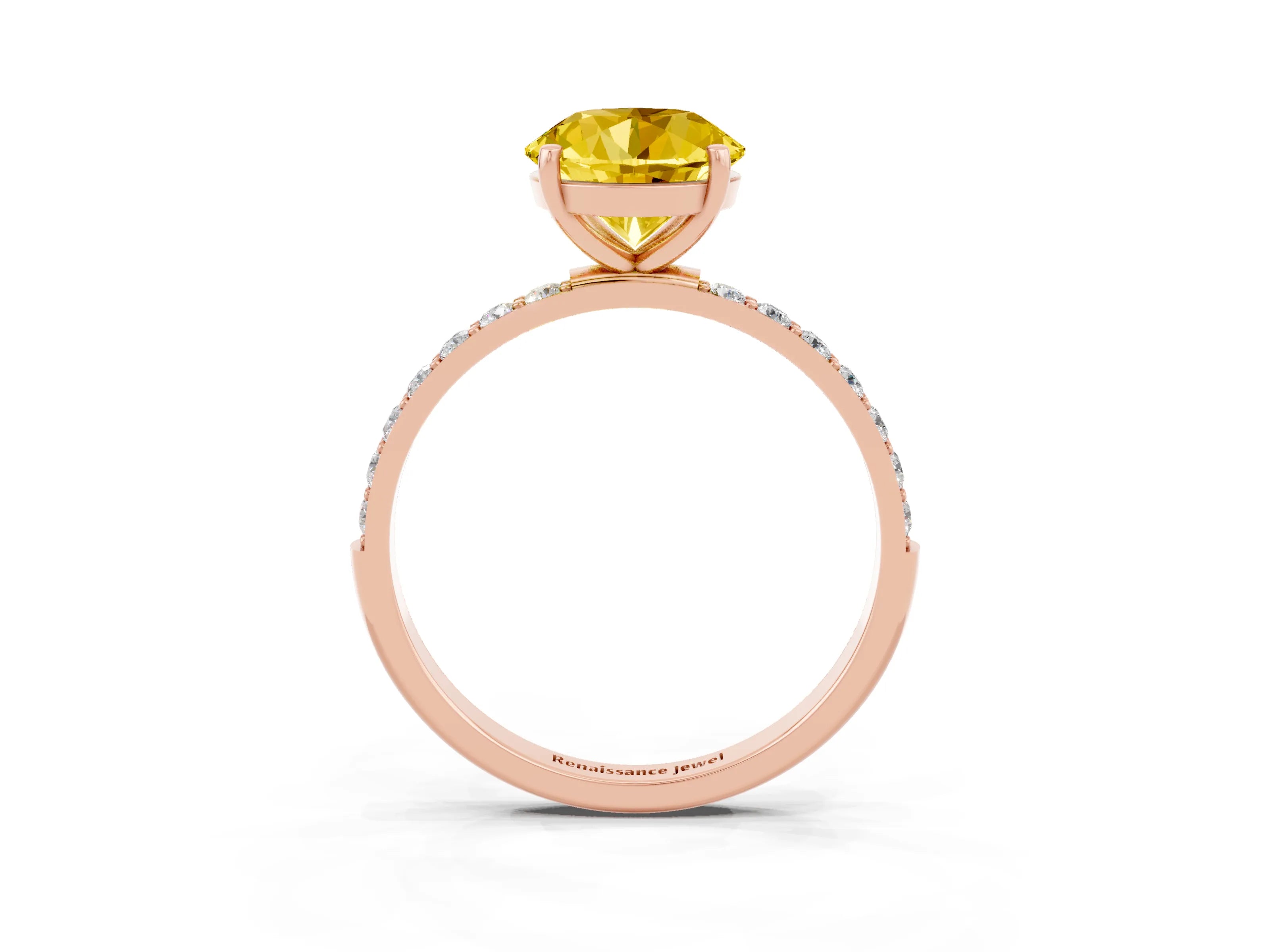 Rose gold Round Cut Diamond Pavé Band with Six-Prong Setting_3