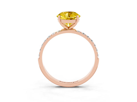 Rose gold Round Cut Diamond Pavé Band with Six-Prong Setting_3