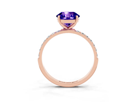 Rose gold Round Cut Diamond Pavé Band with Six-Prong Setting_3