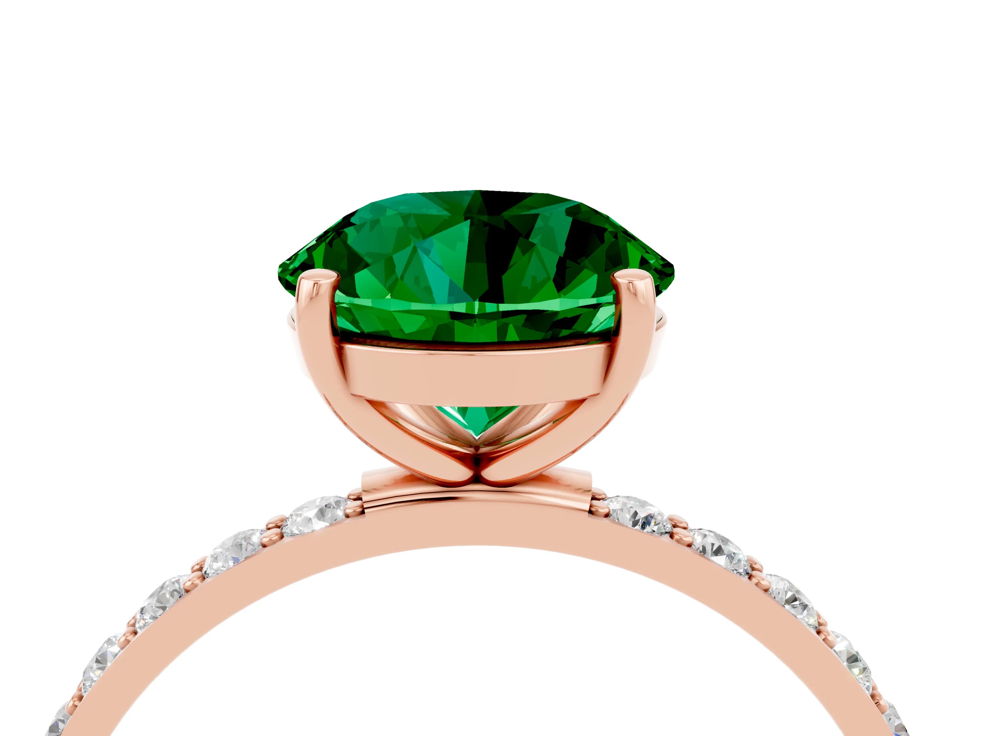 Rose gold Round Cut Diamond Pavé Band with Six-Prong Setting_4