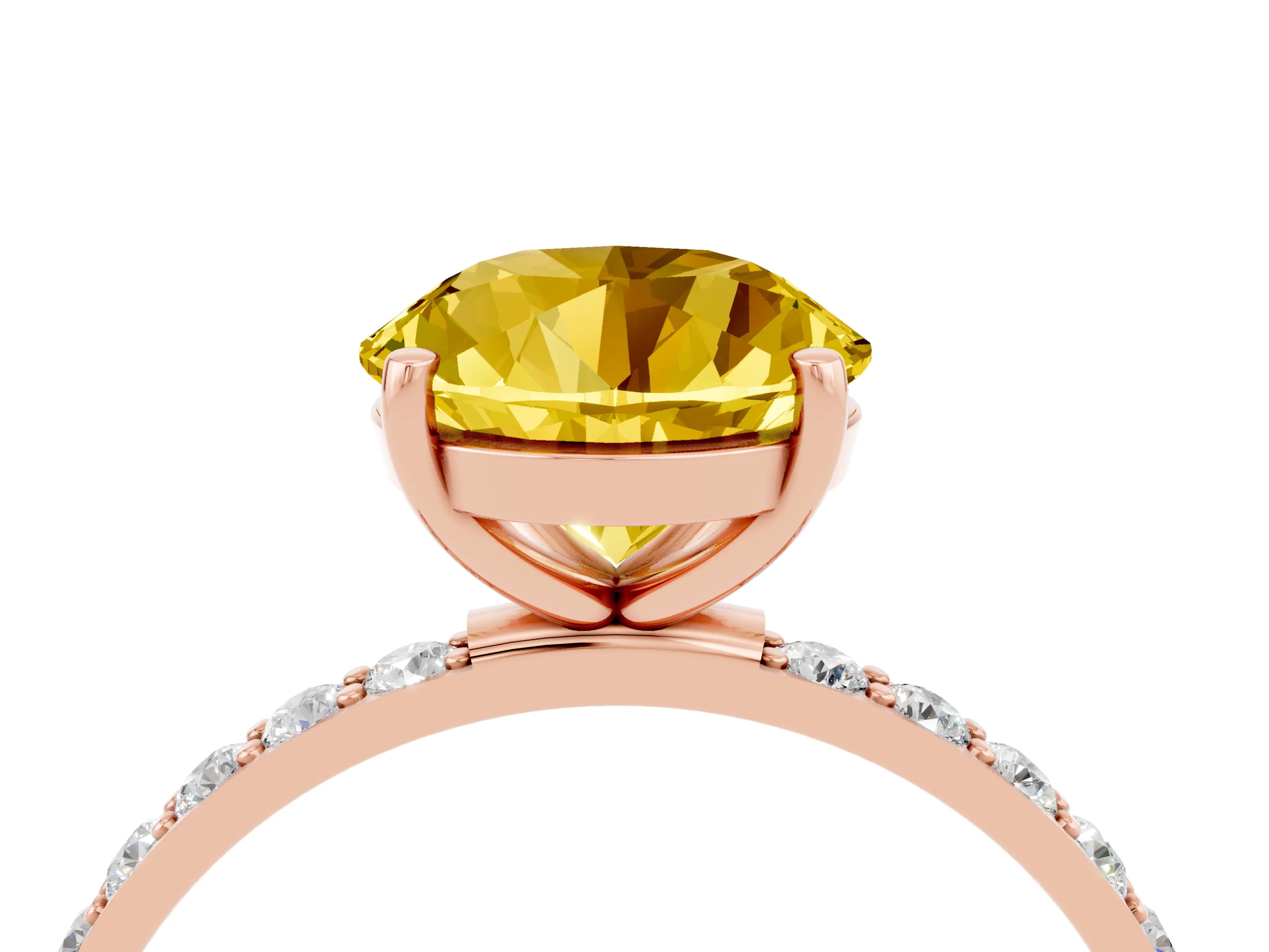 Rose gold Round Cut Diamond Pavé Band with Six-Prong Setting_4
