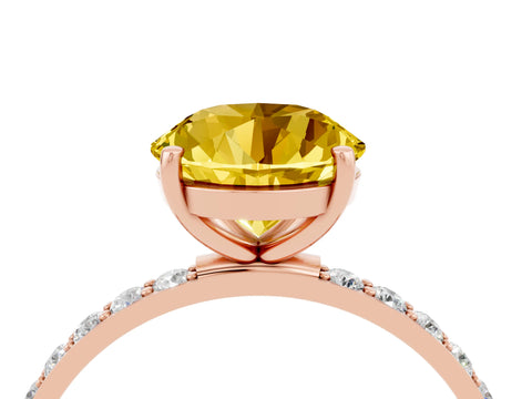 Rose gold Round Cut Diamond Pavé Band with Six-Prong Setting_4