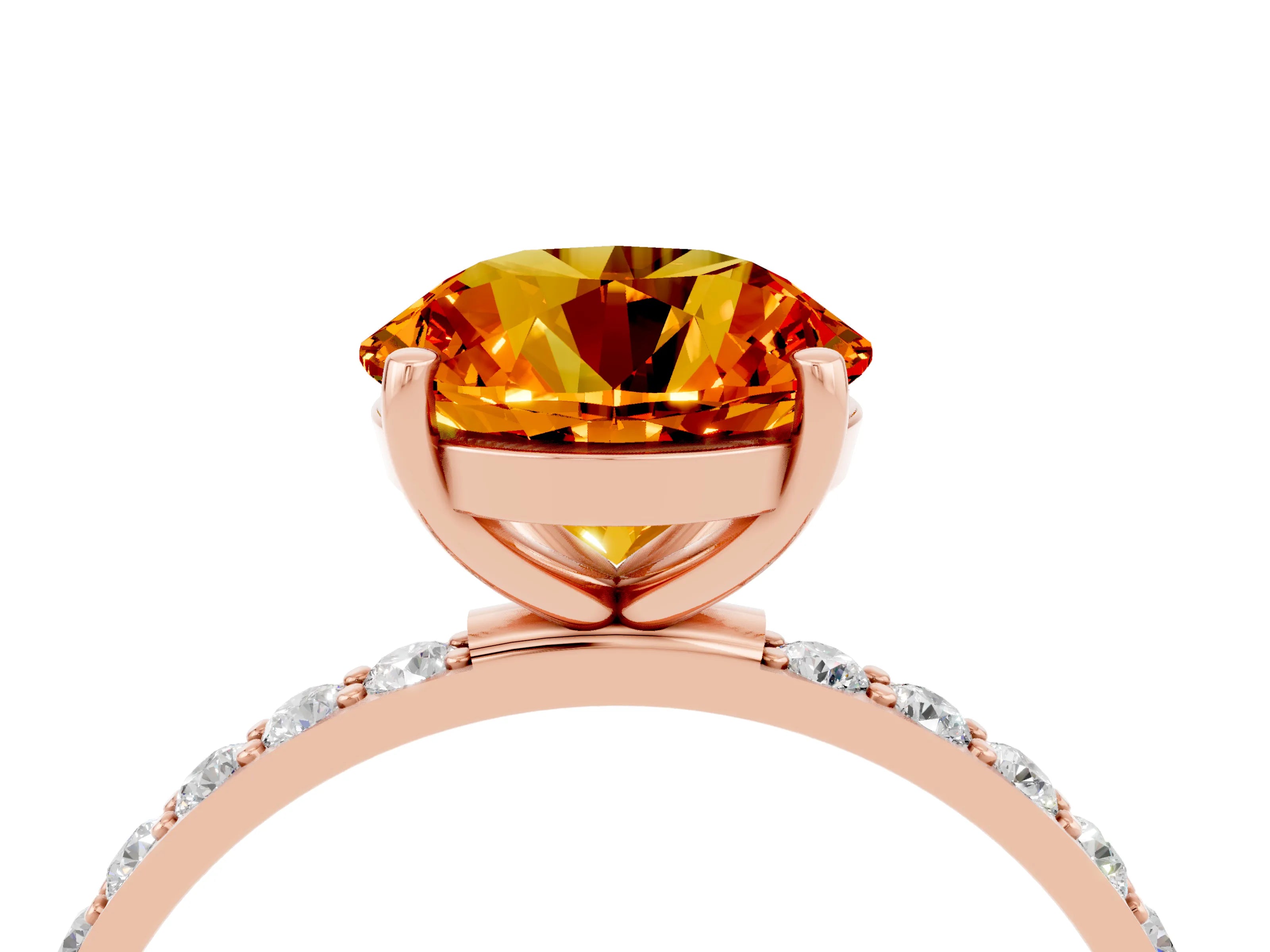 Rose gold Round Cut Diamond Pavé Band with Six-Prong Setting_4