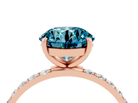 Rose gold Round Cut Diamond Pavé Band with Six-Prong Setting_4