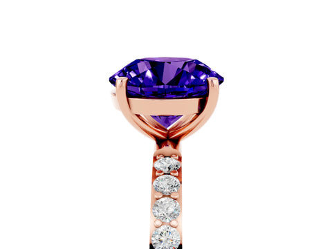 Rose gold Round Cut Diamond Pavé Band with Six-Prong Setting_5