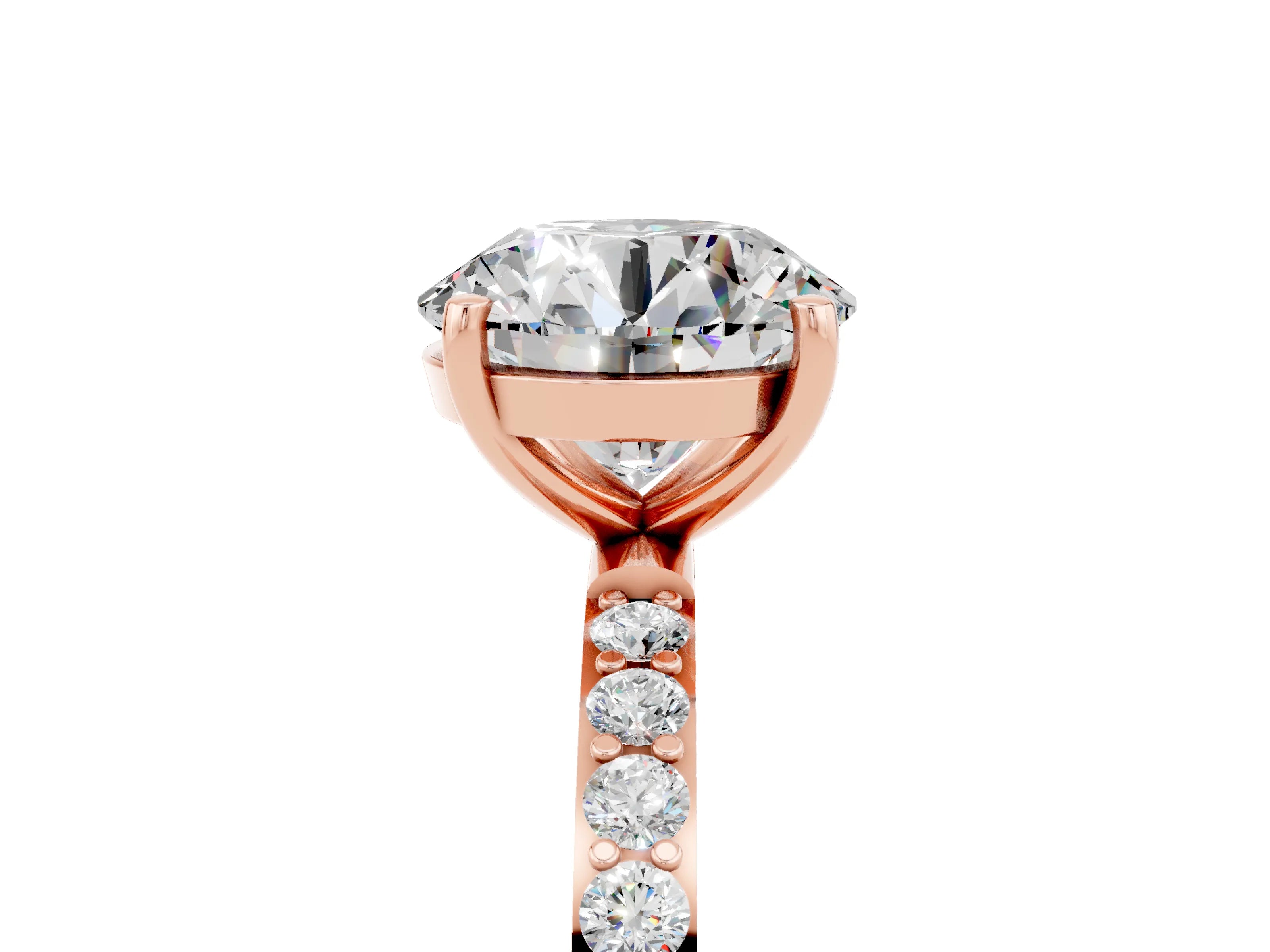 Rose gold Round Cut Diamond Pavé Band with Six-Prong Setting_5