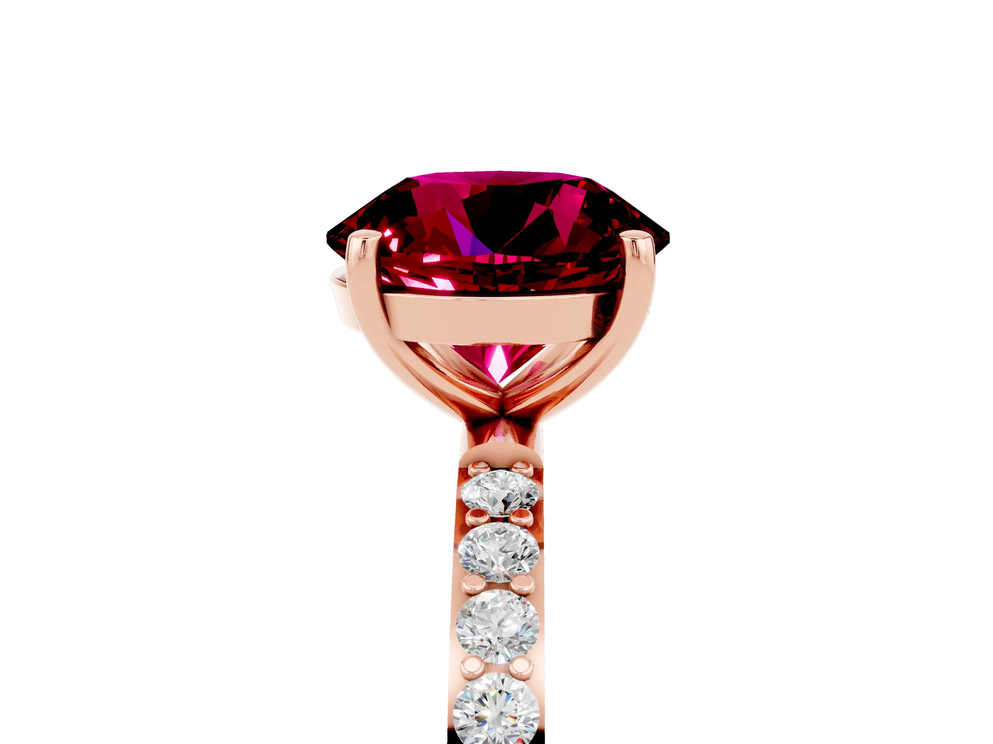 Rose gold Round Cut Diamond Pavé Band with Six-Prong Setting_5