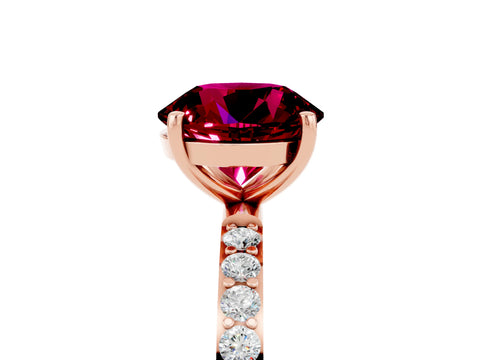 Rose gold Round Cut Diamond Pavé Band with Six-Prong Setting_5