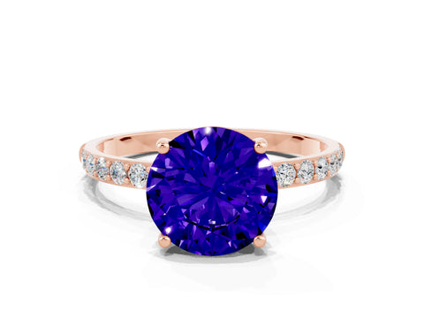 Rose gold Round Cut Diamond Pavé Band with Six-Prong Setting