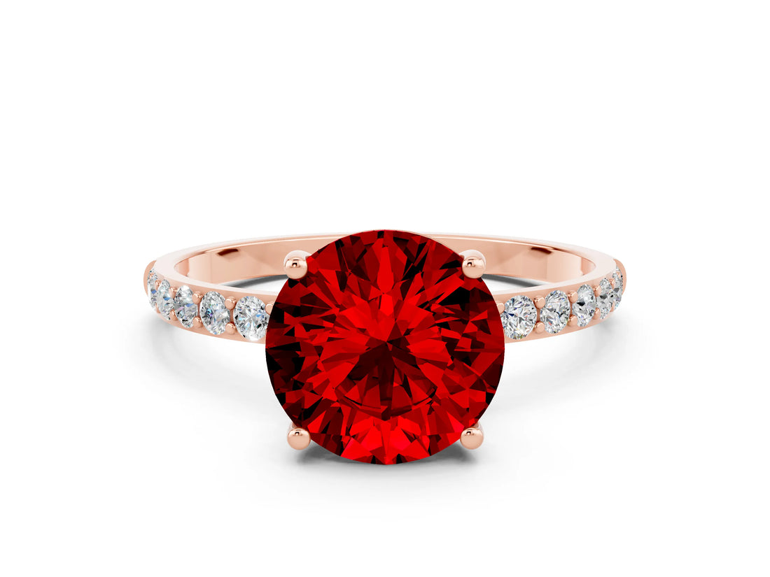 Rose gold Round Cut Diamond Pavé Band with Six-Prong Setting