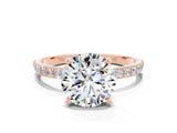 Rose gold Round Cut Diamond Pavé Band with Six-Prong Setting