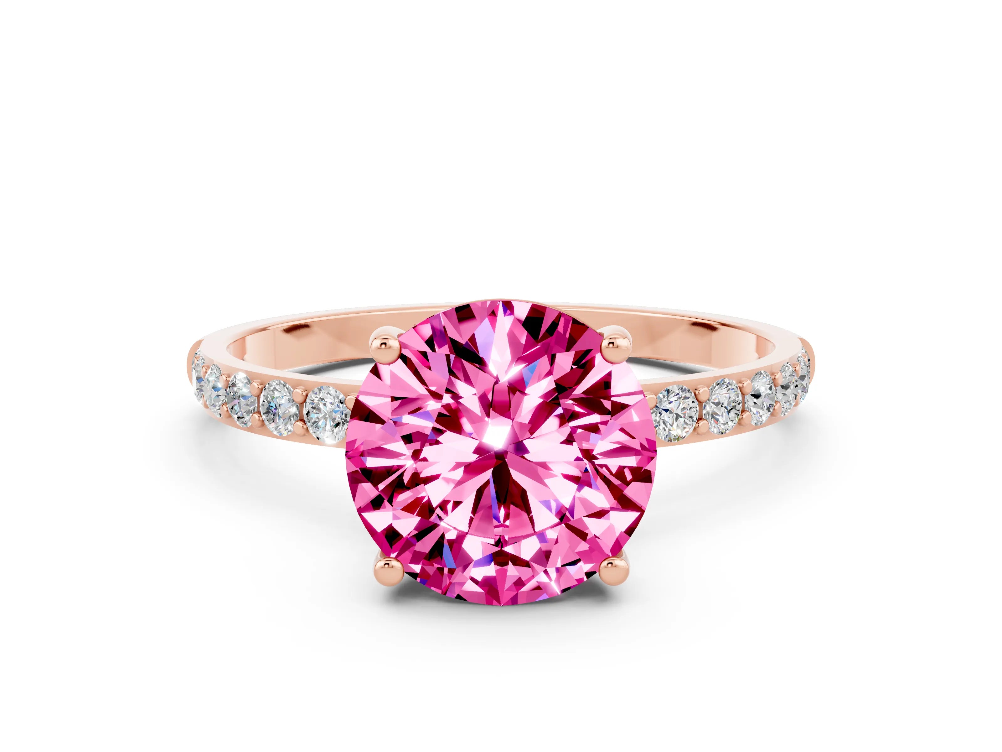 Rose gold Round Cut Diamond Pavé Band with Six-Prong Setting