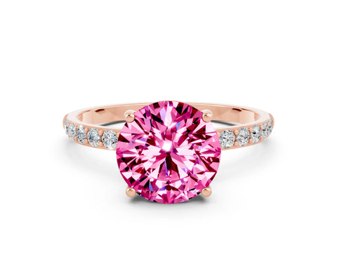 Rose gold Round Cut Diamond Pavé Band with Six-Prong Setting