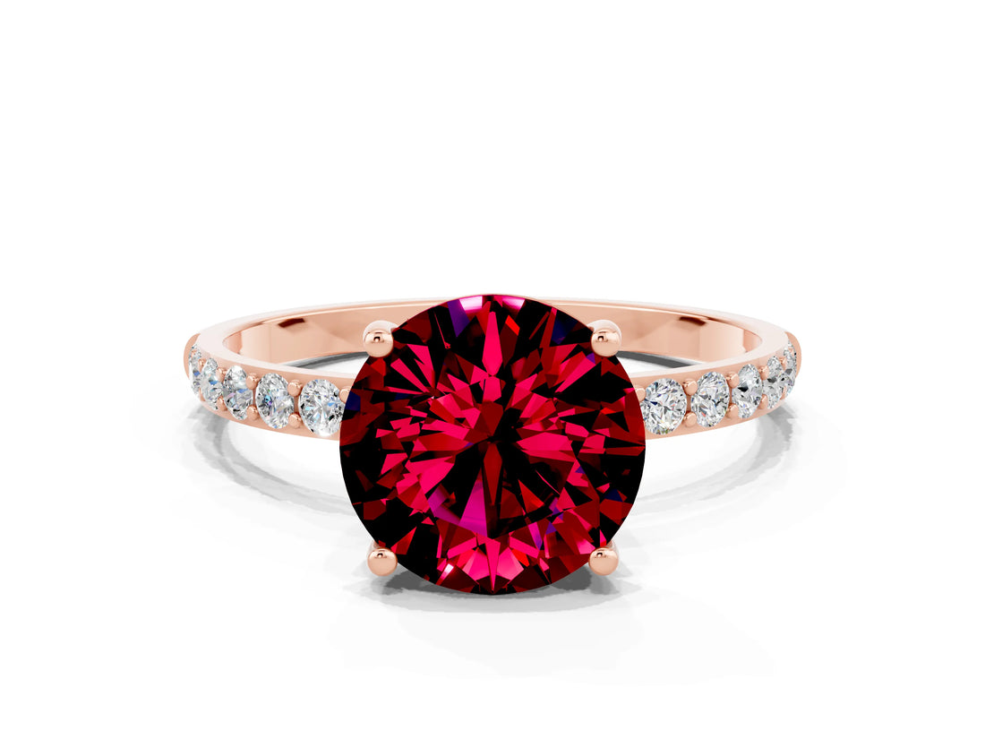 Rose gold Round Cut Diamond Pavé Band with Six-Prong Setting