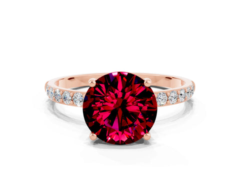 Rose gold Round Cut Diamond Pavé Band with Six-Prong Setting