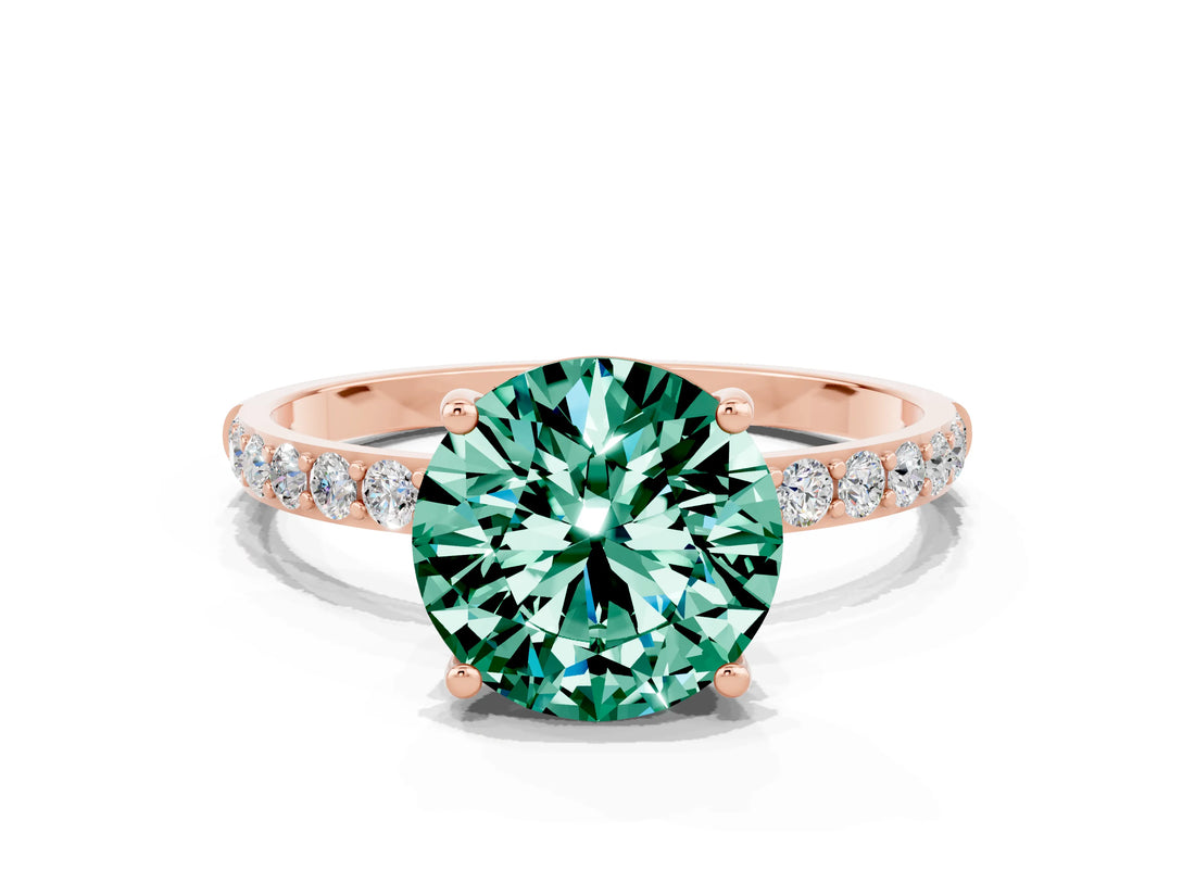 Rose gold Round Cut Diamond Pavé Band with Six-Prong Setting