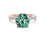 Rose gold Round Cut Diamond Pavé Band with Six-Prong Setting