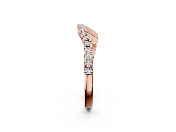Rose gold Round Cut Diamond Pavé Curved Band with Shared Prong Setting