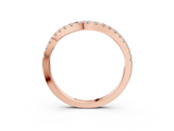Rose gold Round Cut Diamond Pavé Curved Band with Shared Prong Setting_7