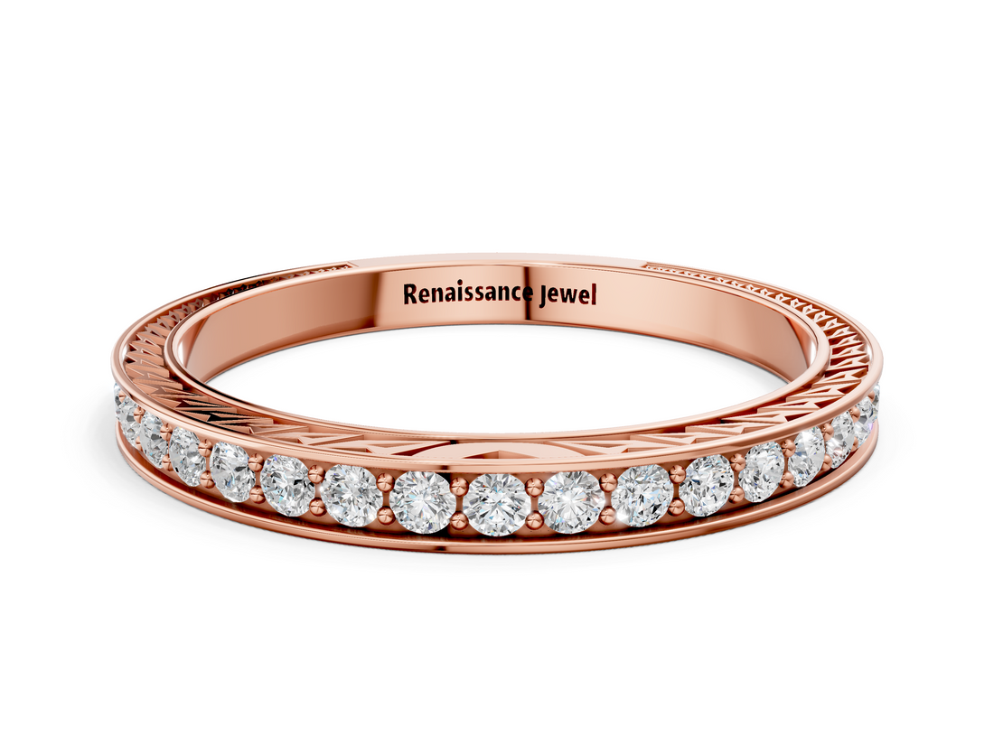 Rose gold Round Cut Diamond Pavé Eternity Band with Channel Setting_4