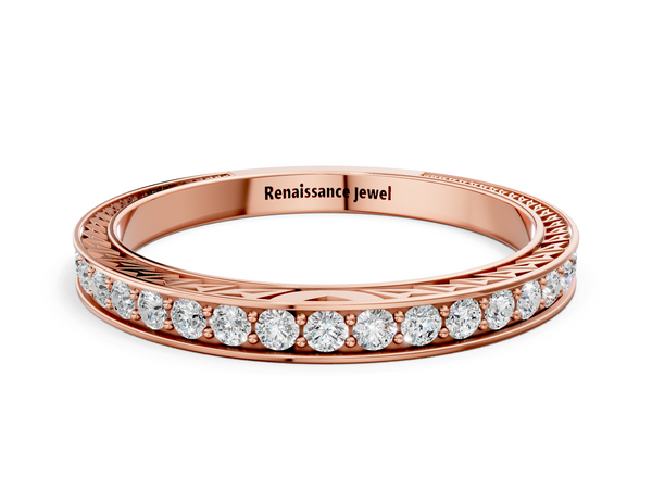 Rose gold Round Cut Diamond Pavé Eternity Band with Channel Setting