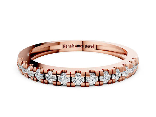 Rose gold Round Cut Diamond Pavé Eternity Band with Micro Prong Setting