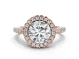Rose gold Round Cut Diamond Pavé Halo Ring with Four-Prong Setting_53