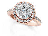 Rose gold Round Cut Diamond Pavé Halo Ring with Four-Prong Setting_54