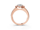 Rose gold Round Cut Diamond Pavé Halo Ring with Four-Prong Setting_56