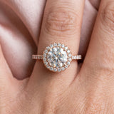 Rose gold Round Cut Diamond Pavé Halo Ring with Four-Prong Setting_68
