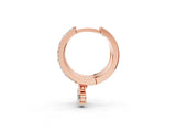 10K Rose Gold 0.28 Carat E VS Round Diamond Pavé Hoop Earrings with Drop Accent