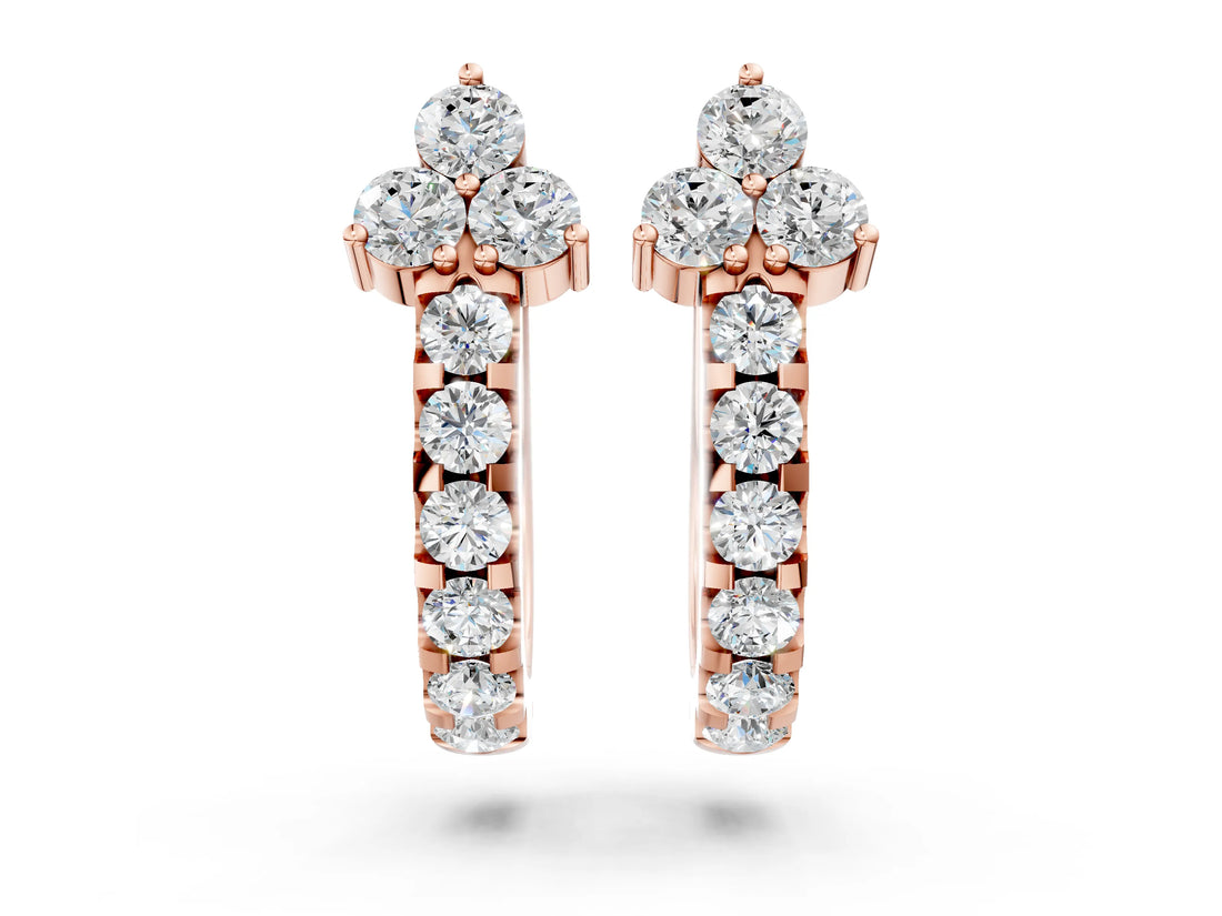 Rose gold Round Cut Diamond Pavé Huggie Hoop Earrings_4