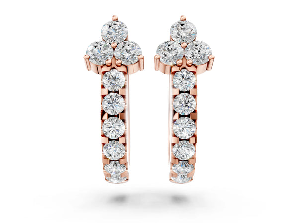 Rose gold Round Cut Diamond Pavé Huggie Hoop Earrings