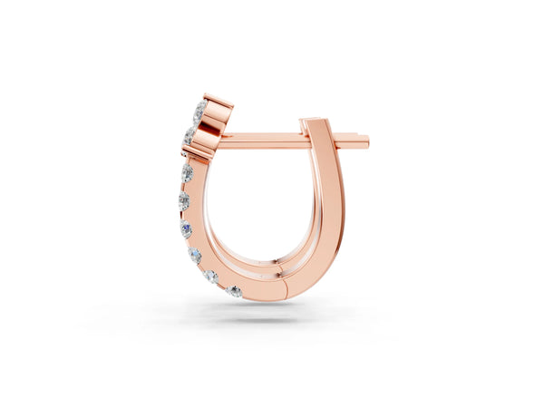 Rose gold Round Cut Diamond Pavé Huggie Hoop Earrings