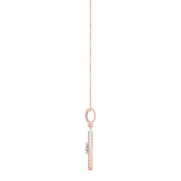 Rose gold Round Cut Diamond Pavé Marquise Pendant