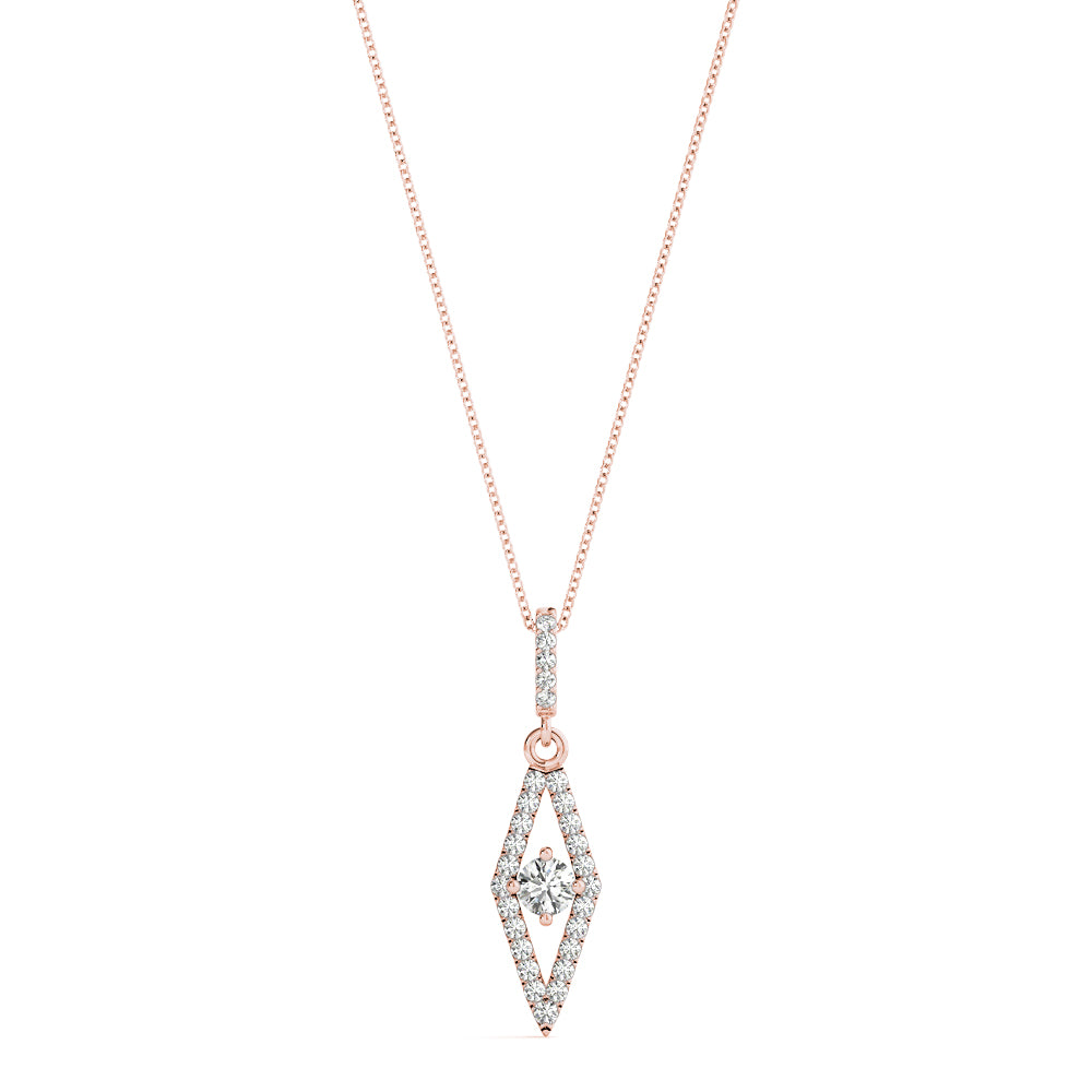 Rose gold Round Cut Diamond Pavé Marquise Pendant
