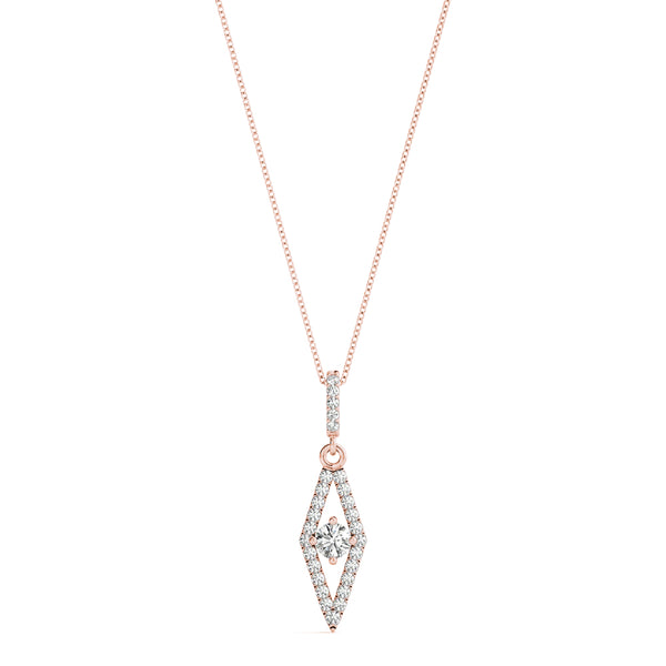 Rose gold Round Cut Diamond Pavé Marquise Pendant
