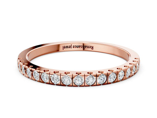 Rose gold Round Cut Diamond Pavé Set Eternity Band