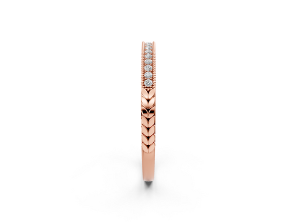 Rose gold Round Cut Diamond Pavé Set Milgrain Edge Eternity Band