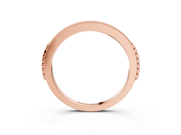 Rose gold Round Cut Diamond Pavé Set Milgrain Edge Eternity Band