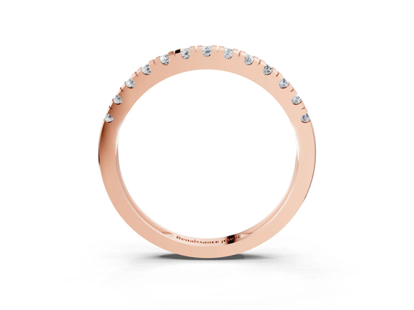 Rose gold Round Cut Diamond Pavé Set Thin Band
